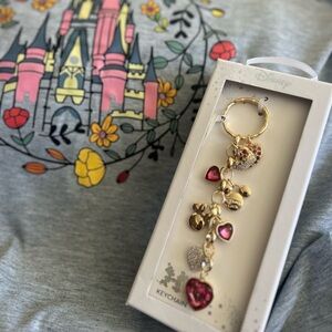 Disney Mickey and Minnie pink heart gem charm keychain/ bag charm